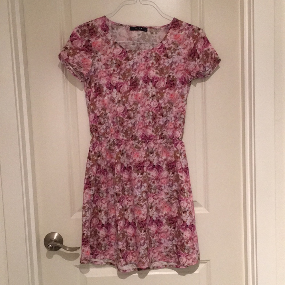 Vila Vintage Floral Print Skater Dress